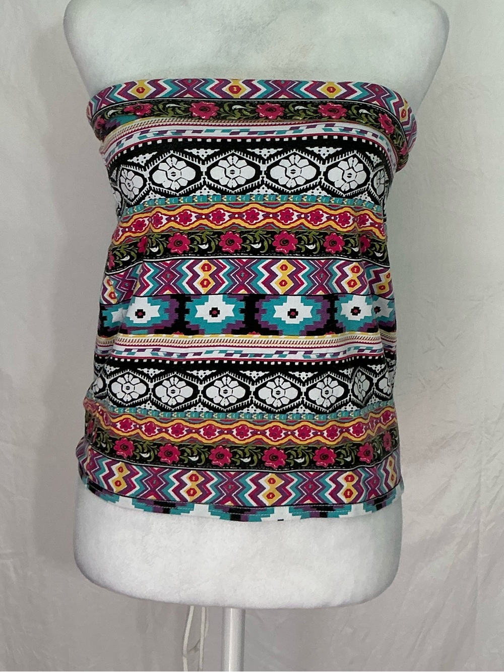 Energie Multicolor Strapless Aztec-Print Tube Top